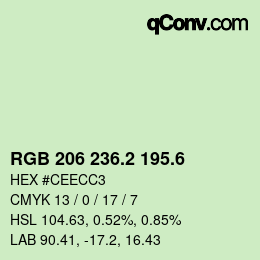 カラーコード: RGB 206 236.2 195.6 | qconv.com