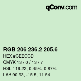 カラーコード: RGB 206 236.2 205.6 | qconv.com
