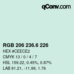 カラーコード: RGB 206 236.6 226 | qconv.com