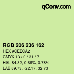 Color code: RGB 206 236 162 | qconv.com