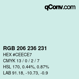 Code couleur: RGB 206 236 231 | qconv.com