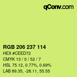 Color code: RGB 206 237 114 | qconv.com