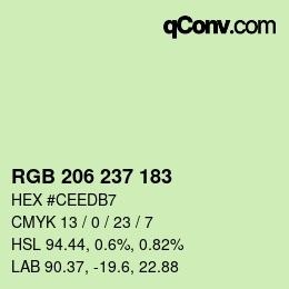 Color code: RGB 206 237 183 | qconv.com