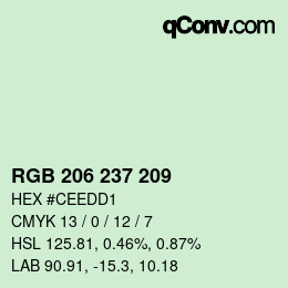 Color code: RGB 206 237 209 | qconv.com