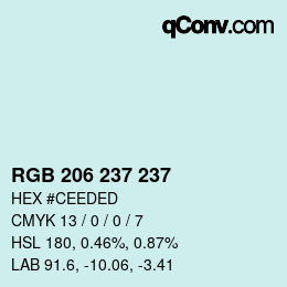 Color code: RGB 206 237 237 | qconv.com
