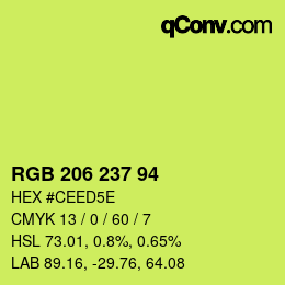 Color code: RGB 206 237 94 | qconv.com