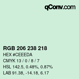 Code couleur: RGB 206 238 218 | qconv.com