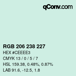 Código de color: RGB 206 238 227 | qconv.com