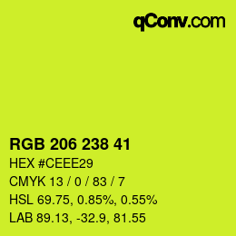 Color code: RGB 206 238 41 | qconv.com