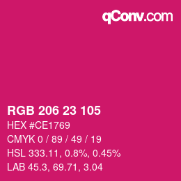 カラーコード: RGB 206 23 105 | qconv.com
