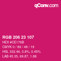Color code: RGB 206 23 107 | qconv.com