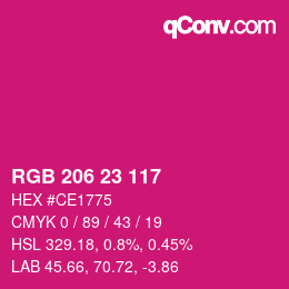 Color code: RGB 206 23 117 | qconv.com