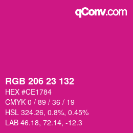 Color code: RGB 206 23 132 | qconv.com
