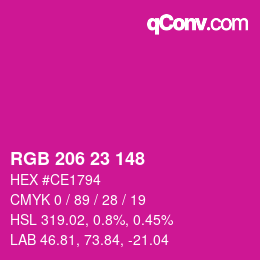Color code: RGB 206 23 148 | qconv.com
