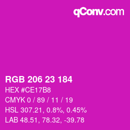 Color code: RGB 206 23 184 | qconv.com