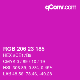 颜色代码: RGB 206 23 185 | qconv.com