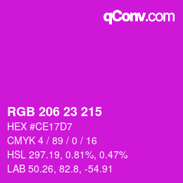 カラーコード: RGB 206 23 215 | qconv.com