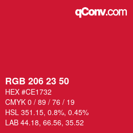 Color code: RGB 206 23 50 | qconv.com