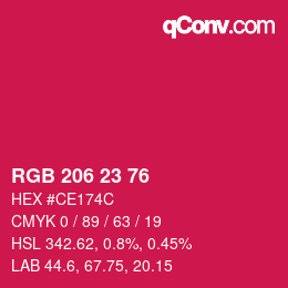 Color code: RGB 206 23 76 | qconv.com