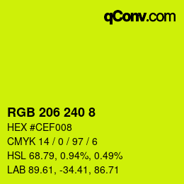 カラーコード: RGB 206 240 8 | qconv.com