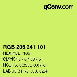 Código de color: RGB 206 241 101 | qconv.com