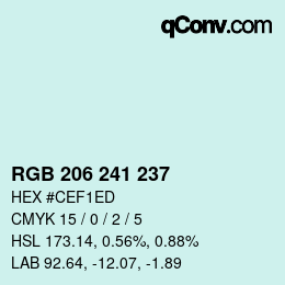 Color code: RGB 206 241 237 | qconv.com