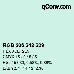 カラーコード: RGB 206 242 229 | qconv.com