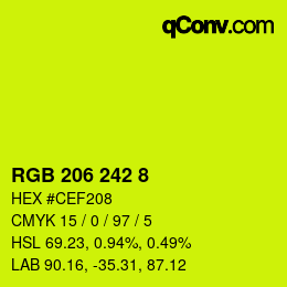 カラーコード: RGB 206 242 8 | qconv.com
