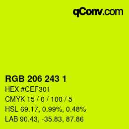 Color code: RGB 206 243 1 | qconv.com