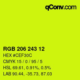 Color code: RGB 206 243 12 | qconv.com