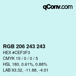 Color code: RGB 206 243 243 | qconv.com