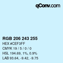 Color code: RGB 206 243 255 | qconv.com