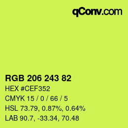 Color code: RGB 206 243 82 | qconv.com