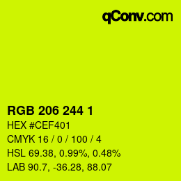 カラーコード: RGB 206 244 1 | qconv.com