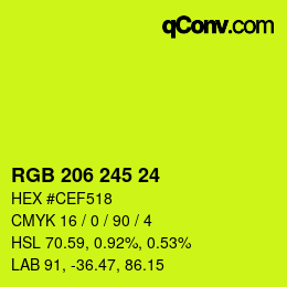 カラーコード: RGB 206 245 24 | qconv.com