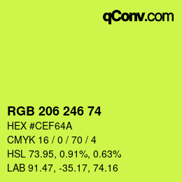 Color code: RGB 206 246 74 | qconv.com