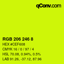 カラーコード: RGB 206 246 8 | qconv.com