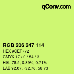 カラーコード: RGB 206 247 114 | qconv.com