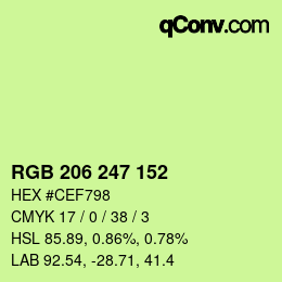 カラーコード: RGB 206 247 152 | qconv.com