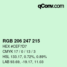 Color code: RGB 206 247 215 | qconv.com