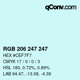 Color code: RGB 206 247 247 | qconv.com