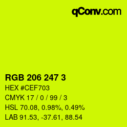 Color code: RGB 206 247 3 | qconv.com
