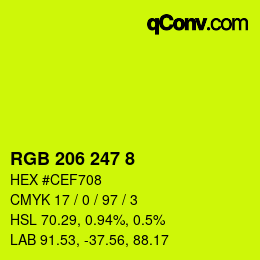 颜色代码: RGB 206 247 8 | qconv.com