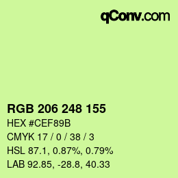 颜色代码: RGB 206 248 155 | qconv.com