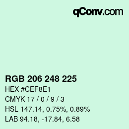 Color code: RGB 206 248 225 | qconv.com