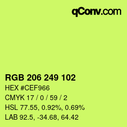カラーコード: RGB 206 249 102 | qconv.com