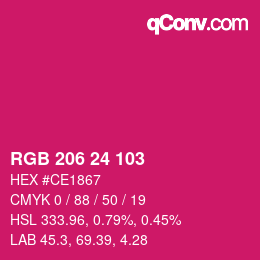 カラーコード: RGB 206 24 103 | qconv.com