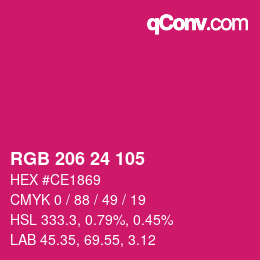 カラーコード: RGB 206 24 105 | qconv.com