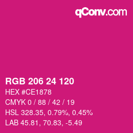 カラーコード: RGB 206 24 120 | qconv.com