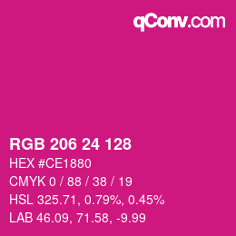 颜色代码: RGB 206 24 128 | qconv.com